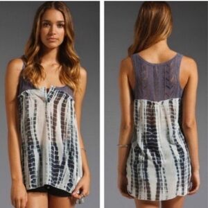 Free People | Tie Dye & Crotchet Blue Tunic
